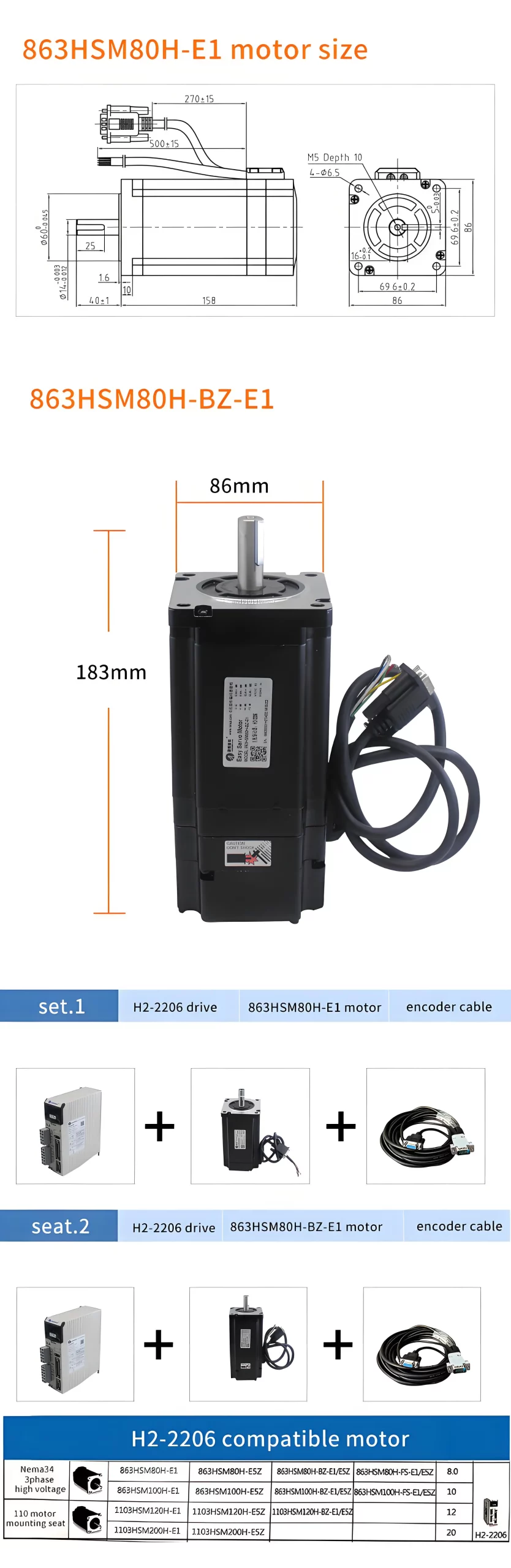 H2-2206 Hybrid servo and driver